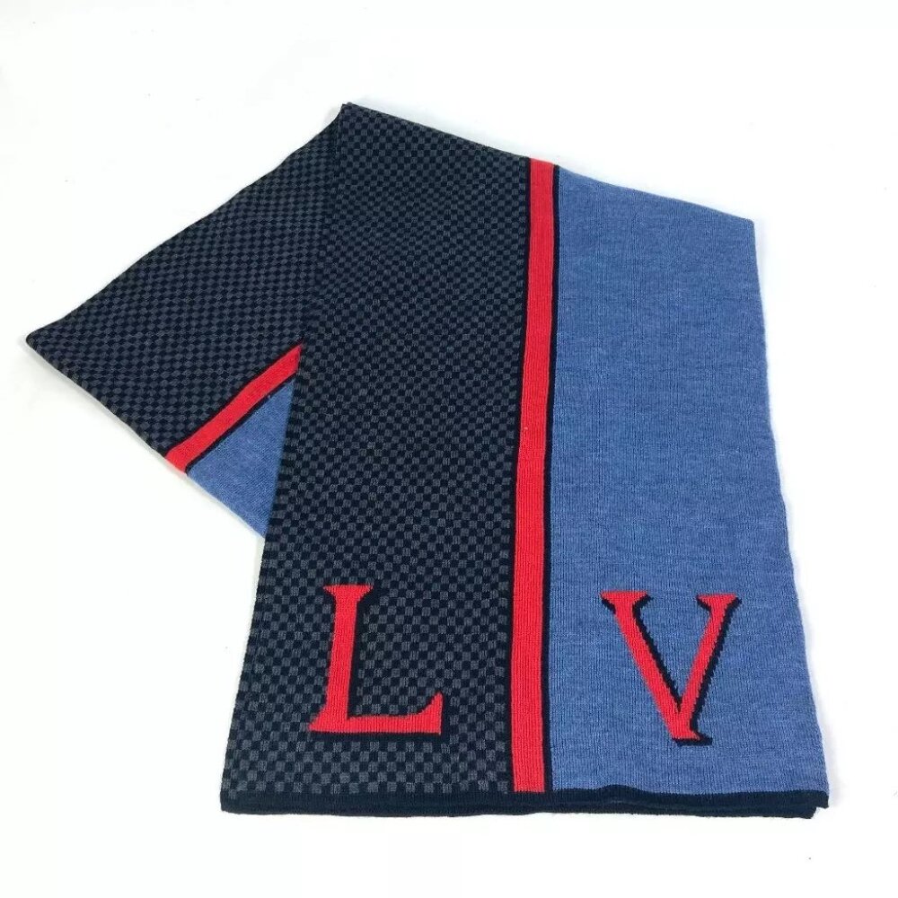 LOUIS VUITTON Echarpes LV Damier Rouge Scarf wool Black / blue